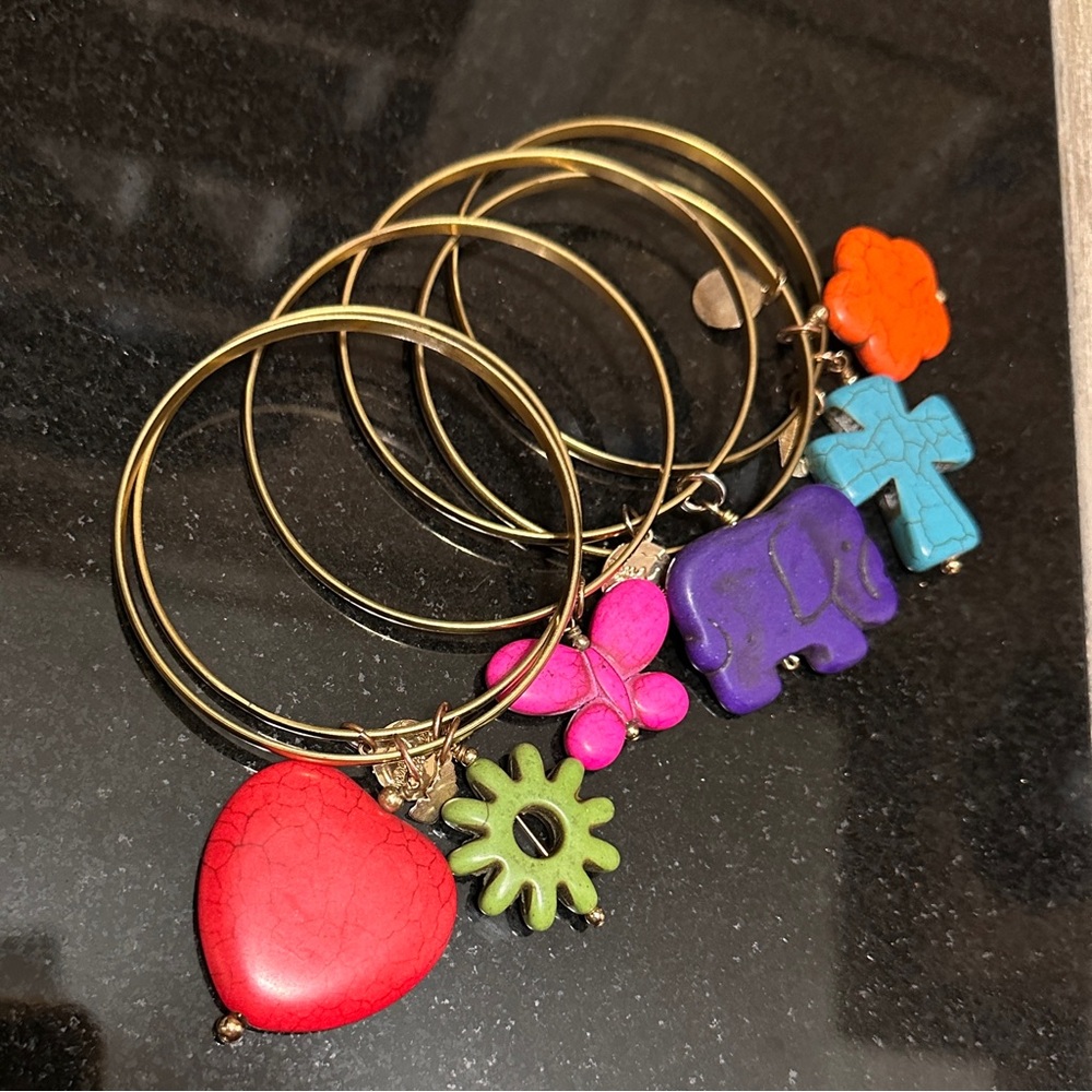 Colorful Charm Bangle Set. Imported and unique.